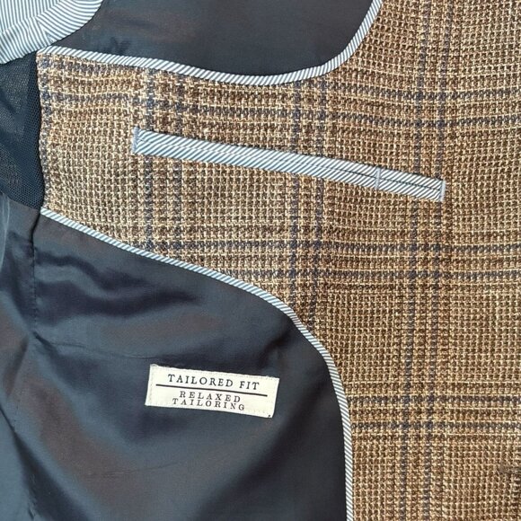 Jos. A.‎ Bank 1905 Brown Plaid Blazer 42L Linen Wool Tailored Fit - Picture 6 of 8